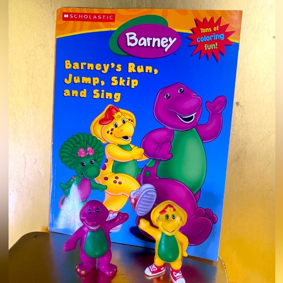 BARNEY THE PURPLE DINOSAUR 90s BUNDLE BJ & BARNEY FIGURES & BARNEY ACTIVITY BOOK - Picture 4 of 8